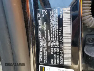 2017 Mercedes-Benz C 300 with VIN 55SWF4JB8HU202564, listed as a Copart auction lot 61966795 with 174,198 mi miles and Clean title. Bid and sale history available at DreamBid. Image 12.