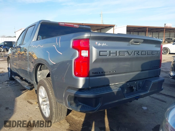 2020 Chevrolet Silverado 1500 Custom with VIN 1GCPWBEHXLZ183253, listed as a IAAI auction lot 41282835 with 128,772 mi miles. Bid and sale history available at carsss.com. Image 3.