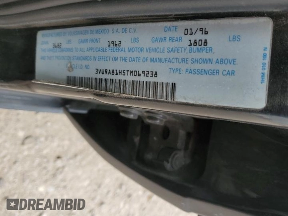 1996 Volkswagen Jetta с VIN 3VWRA81H5TM069238, выставлен на аукционе Copart как лот 42831195 с пробегом 226 935 миль миль и Списание • Salvage title. История ставок и продаж доступна на DreamBid. Изображение 12.