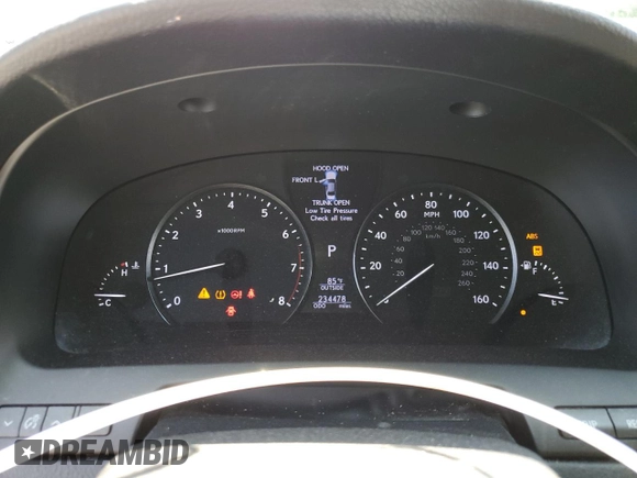 2013 Lexus LS 460 with VIN JTHBL5EF9D5113902, listed as a Copart auction lot 58020065 with 234,478 mi miles and Salvage title. Bid and sale history available at DreamBid. Image 9.