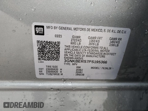 2023 Chevrolet Blazer RS with VIN 3GNKBERS7PS195366, listed as a Copart auction lot 42750725 with 78,512 mi miles and Clean title. Bid and sale history available at DreamBid. Image 14.