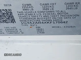 2019 Cadillac XT4 FWD Luxury z VIN 1GYAZAR4XKF170642, wystawiony jako IAAI lot #41585684 z przebiegiem 74 512 mil mil oraz . Historia ofert i sprzedaży dostępna na DreamBid. Obrazek 9.