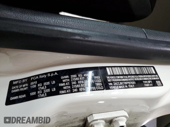 2015 Jeep Renegade Trailhawk with VIN ZACCJBCT8FPB78351, listed as a Copart auction lot 64036095 with 127,784 mi miles and Salvage title. Bid and sale history available at DreamBid. Image 14.