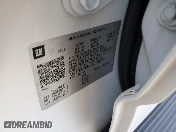 2018 GMC Canyon 2WD SLE with VIN 1GTG5CEN6J1318674, listed as a Copart auction lot 76540364 with 0 mi miles and Non Repairable. Bid and sale history available at carsss.com. Image 13.