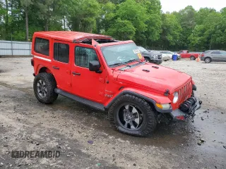 2018 Jeep Wrangler Unlimited Sahara with VIN 1C4HJXEG9JW146717, listed as a Copart auction lot 55062845 with 148,844 mi miles and Salvage title. Bid and sale history available at DreamBid. Image 4.
