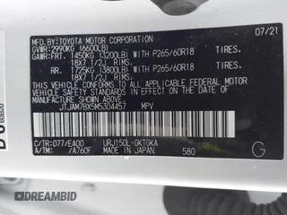 2021 Lexus GX 460 Premium z VIN JTJAM7BX5M5304457, wystawiony jako IAAI lot #41532034 z przebiegiem 66 278 mil mil oraz . Historia ofert i sprzedaży dostępna na DreamBid. Obrazek 9.