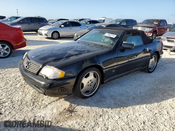 1998 Mercedes-Benz SL-Class with VIN WDBFA67F3WF166408, listed as a Copart auction lot 77603714 with 0 mi miles and Salvage Title. Bid and sale history available at carsss.com. Image 1.