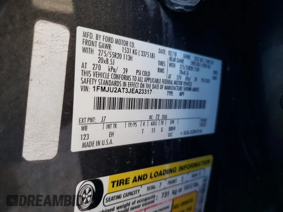2018 Ford Expedition Limited with VIN 1FMJU2AT3JEA23317, listed as a Copart auction lot 77024254 with 120,438 mi miles and Salvage title. Bid and sale history available at DreamBid. Image 13.