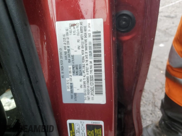 2012 Mazda 5 Touring with VIN JM1CW2CL1C0139300, listed as a Copart auction lot 59616525 with Not provided miles and Salvage title. Bid and sale history available at DreamBid. Image 12.