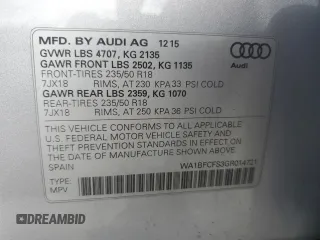 2016 Audi Q3 Premium Plus z VIN WA1BFCFS3GR014721, wystawiony jako Copart lot #57856825 z przebiegiem 76 679 mil mil oraz Szkoda całkowita • Salvage title. Historia ofert i sprzedaży dostępna na DreamBid. Obrazek 13.