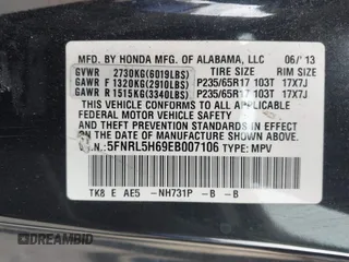2014 Honda Odyssey EX-L z VIN 5FNRL5H69EB007106, wystawiony jako IAAI lot #41916202 z przebiegiem 164 040 mil mil oraz . Historia ofert i sprzedaży dostępna na DreamBid. Obrazek 9.