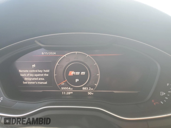 2019 Audi RS 5 Sportback z VIN WUABWCF55KA901621, wystawiony jako Copart lot #67157414 z przebiegiem 99 954 mil mil oraz Szkody całkowita. Historia ofert i sprzedaży dostępna na DreamBid. Obrazek 9.