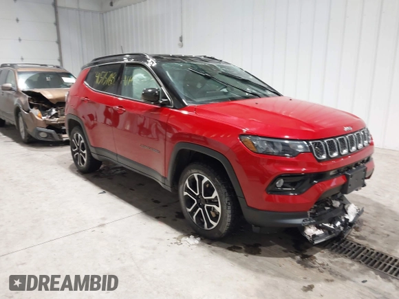 2023 Jeep Compass (RED) Edition with VIN 3C4NJDCN0PT514252, listed as a IAAI auction lot 41575768 with 25,156 mi miles and . Bid and sale history available at DreamBid. Image 1.