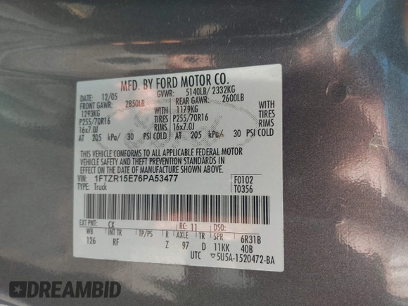 2006 Ford Ranger XL with VIN 1FTZR15E76PA53477, listed as a IAAI auction lot 41928622 with 140,054 mi miles and . Bid and sale history available at DreamBid. Image 9.