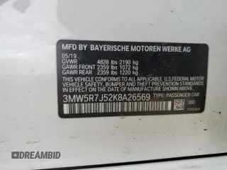 2019 BMW 3 Series 330i xDrive with VIN 3MW5R7J52K8A26569, listed as a Copart auction lot 46864745 with 46,729 mi miles and Salvage Title. Bid and sale history available at DreamBid. Image 12.