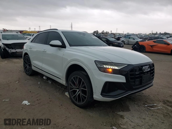 2022 Audi Q8 Prestige with VIN WA1FVBF17ND009814, listed as a Copart auction lot 83627874 with 16,294 mi miles and Salvage Title. Bid and sale history available at carsss.com. Image 4.