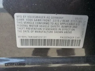 2010 Volkswagen CC Luxury with VIN WVWHL7AN3AE520131, listed as a Copart auction lot 55676515 with 111,128 mi miles and Salvage title. Bid and sale history available at DreamBid. Image 12.