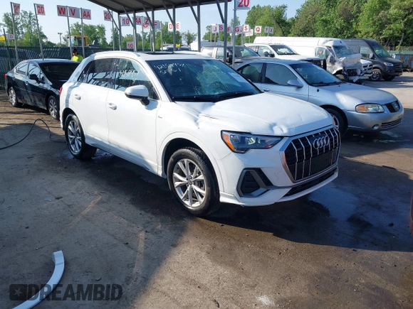 2021 Audi Q3 S line Premium with VIN WA1DECF31M1037901, listed as a IAAI auction lot 42158457 with 25,925 mi miles and . Bid and sale history available at DreamBid. Image 1.