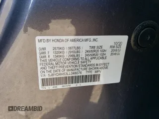 2020 Acura MDX Technology with VIN 5J8YD4H53LL048076, listed as a Copart auction lot 53935825 with 36,260 mi miles and Salvage title. Bid and sale history available at DreamBid. Image 13.