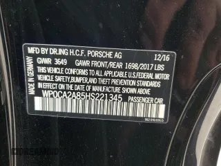 2017 Porsche 718 Boxster z VIN WP0CA2A85HS221345, wystawiony jako Copart lot #79290894 z przebiegiem Nie podano mil oraz Szkoda całkowita • Salvage title. Historia ofert i sprzedaży dostępna na DreamBid. Obrazek 12.