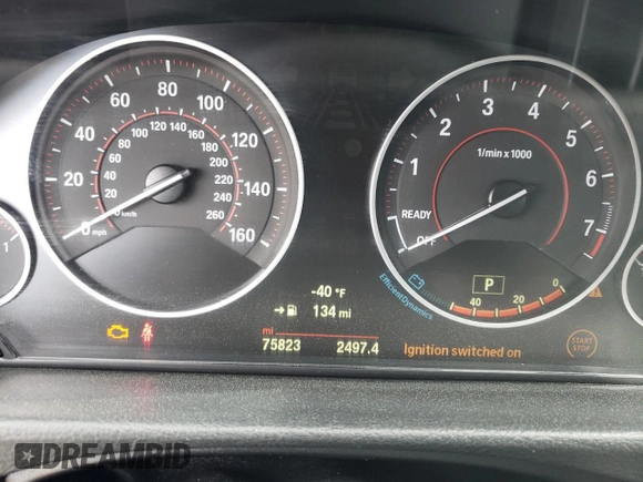2015 BMW 4 Series 435i xDrive with VIN WBA3R5C57FK371612, listed as a Copart auction lot 49127135 with 75,823 mi miles and Salvage title. Bid and sale history available at DreamBid. Image 9.