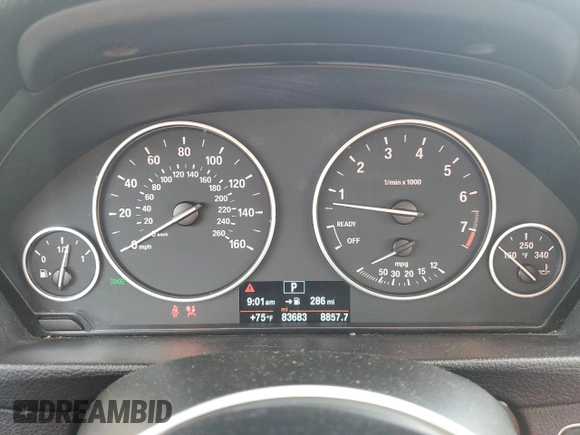 2016 BMW 3 Series 320i with VIN WBA8E1G58GNT37960, listed as a Copart auction lot 72421424 with 83,683 mi miles and Salvage Title. Bid and sale history available at DreamBid. Image 9.