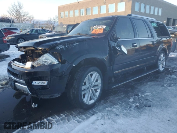 2016 Ford Expedition EL Platinum with VIN 1FMJK1MT8GEF52136, listed as a Copart auction lot 88994755 with 0 mi miles and Salvage Title. Bid and sale history available at carsss.com. Image 1.