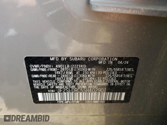 2025 Subaru Forester Limited with VIN JF2SLDRC5SH402901, listed as a Copart auction lot 48461065 with 88,504 mi miles and Salvage Title. Bid and sale history available at carsss.com. Image 13.