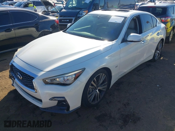 2018 Infiniti Q50 3.0t LUXE with VIN JN1EV7AP5JM362091, listed as a IAAI auction lot 41402140 with 73,355 mi miles. Bid and sale history available at carsss.com. Image 17.
