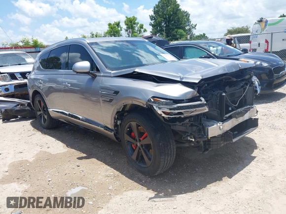 2021 Genesis GV80 with VIN KMUHCESC7MU038058, listed as a IAAI auction lot 42452578 with 63,980 mi miles and . Bid and sale history available at DreamBid. Image 1.