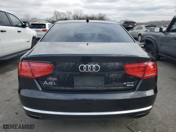 2014 Audi A8 L 4.0T with VIN WAUR2AFD5EN004070, listed as a Copart auction lot 46234075 with 83,565 mi miles and Salvage Title. Bid and sale history available at carsss.com. Image 6.