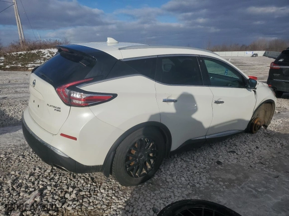 2017 Nissan Murano Platinum with VIN 5N1AZ2MH5HN193553, listed as a Copart auction lot 43617925 with 156,707 mi miles and Clean Title. Bid and sale history available at carsss.com. Image 3.