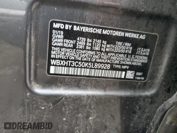 2019 BMW X1 xDrive28i with VIN WBXHT3C50K5L89928, listed as a Copart auction lot 36466153 with 25,297 mi miles. Bid and sale history available at carsss.com. Image 13.