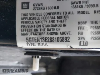 2008 Hummer H3 SUV with VIN 5GTEN13E288105892, listed as a IAAI auction lot 41812651 with 217,426 mi miles. Bid and sale history available at carsss.com. Image 9.
