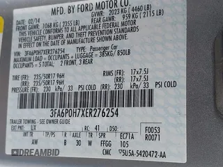 2014 Ford Fusion SE with VIN 3FA6P0H7XER276254, listed as a IAAI auction lot 41044752 with 189,238 mi miles. Bid and sale history available at carsss.com. Image 9.