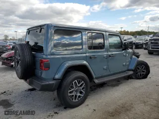 2024 Jeep Wrangler Sahara with VIN 1C4PJXEG1RW267927, listed as a Copart auction lot 75249564 with 0 mi miles and Salvage Title. Bid and sale history available at carsss.com. Image 3.