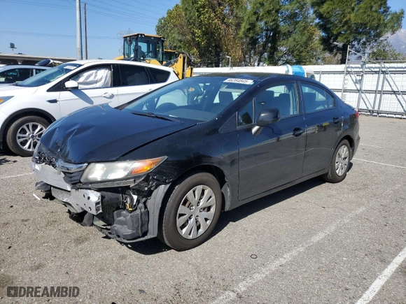 2012 Honda Civic Sdn LX with VIN 19XFB2F55CE392780, listed as a Copart auction lot 46284845 with 106,220 mi miles and Salvage Title. Bid and sale history available at carsss.com. Image 1.