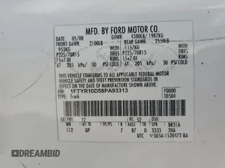 2008 Ford Ranger XL z VIN 1FTYR10D58PA93313, wystawiony jako Copart lot #53392785 z przebiegiem 146 584 mil mil oraz Szkoda całkowita • Salvage title. Historia ofert i sprzedaży dostępna na DreamBid. Obrazek 13.
