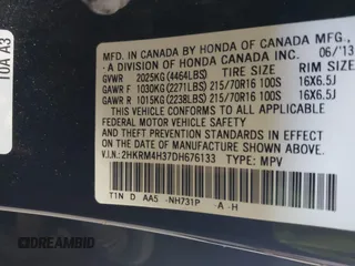 2013 Honda CR-V LX with VIN 2HKRM4H37DH676133, listed as a IAAI auction lot 42586988 with 171,256 mi miles and . Bid and sale history available at DreamBid. Image 9.