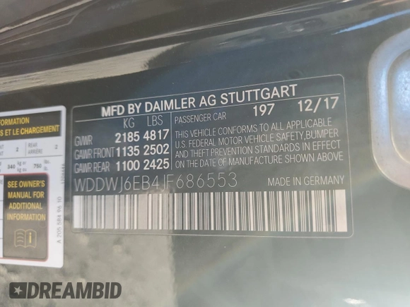 2018 Mercedes-Benz C 43 AMG with VIN WDDWJ6EB4JF686553, listed as a Copart auction lot 80314494 with 101,129 mi miles and Salvage Title. Bid and sale history available at DreamBid. Image 13.