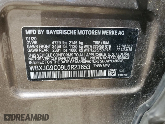 2020 BMW X1 xDrive28i z VIN WBXJG9C09L5R23653, wystawiony jako Copart lot #52771535 z przebiegiem 54 550 mil mil oraz Szkoda całkowita • Salvage title. Historia ofert i sprzedaży dostępna na DreamBid. Obrazek 15.