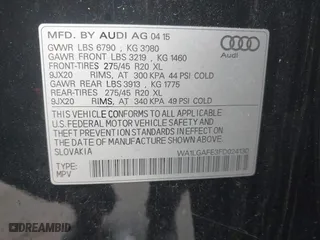 2015 Audi Q7 3.0T Premium Plus with VIN WA1LGAFE3FD024130, listed as a IAAI auction lot 41935105 with 1 mi miles. Bid and sale history available at carsss.com. Image 9.