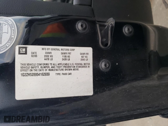 2005 Pontiac G6 GT with VIN 1G2ZH528954162939, listed as a Copart auction lot 42949255 with 248,264 mi miles and Salvage Title. Bid and sale history available at carsss.com. Image 13.