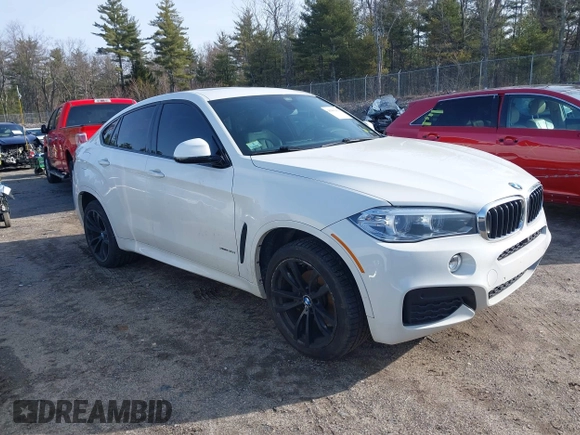 2015 BMW X6 xDrive35i with VIN 5UXKU2C50F0N77117, listed as a IAAI auction lot 41901159 with 104,820 mi miles. Bid and sale history available at carsss.com. Image 1.