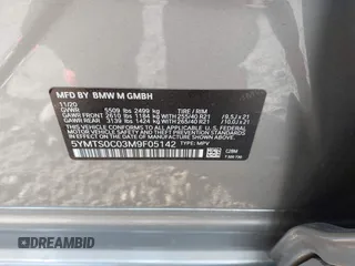 2021 BMW X3 M with VIN 5YMTS0C03M9F05142, listed as a IAAI auction lot 41264911 with 1 mi miles. Bid and sale history available at carsss.com. Image 9.