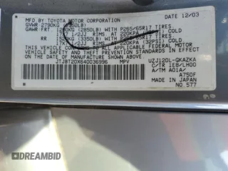 2004 Lexus GX 470 with VIN JTJBT20X640036996, listed as a Copart auction lot 52986205 with 218,217 mi miles and Clean Title. Bid and sale history available at DreamBid. Image 13.