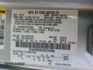2018 Ford Fusion Titanium with VIN 3FA6P0D9XJR234006, listed as a Copart auction lot 55916265 with 139,096 mi miles and Salvage title. Bid and sale history available at DreamBid. Image 13.