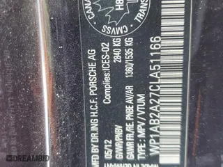 2012 Porsche Cayenne S with VIN WP1AB2A27CLA51166, listed as a Copart auction lot 87055474 with 263,391 mi miles and Clean Title. Bid and sale history available at carsss.com. Image 13.