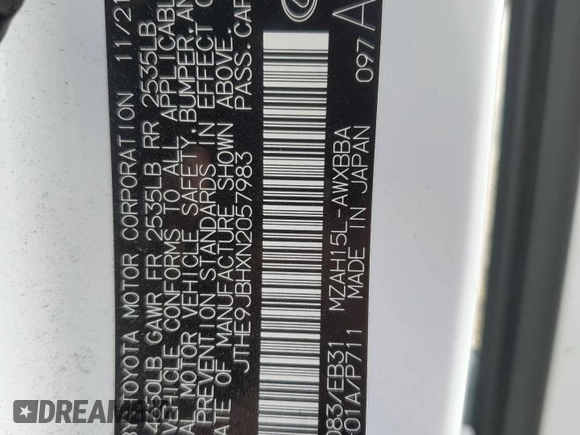 2022 Lexus UX 250h F Sport with VIN JTHE9JBHXN2057983, listed as a Copart auction lot 46143515 with 27,367 mi miles and Salvage Title. Bid and sale history available at DreamBid. Image 12.