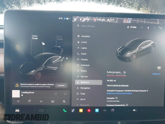 2020 Tesla Model 3 Performance z VIN 5YJ3E1EC2LF805320, wystawiony jako IAAI lot #41799172 z przebiegiem 24 253 mil mil oraz . Historia ofert i sprzedaży dostępna na DreamBid. Obrazek 7.